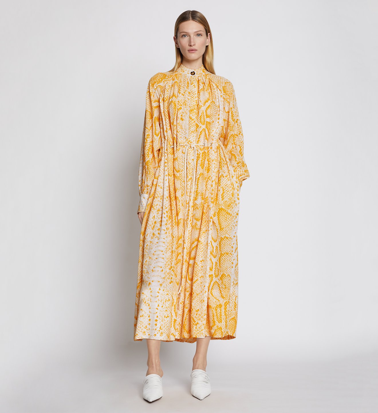 Snakeprint Crepe Shirt Dress
