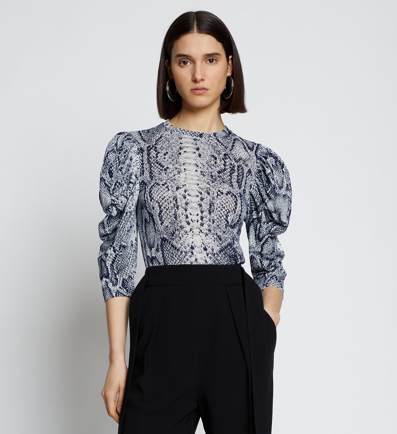 Snakeprint Puff Sleeve T-shirt