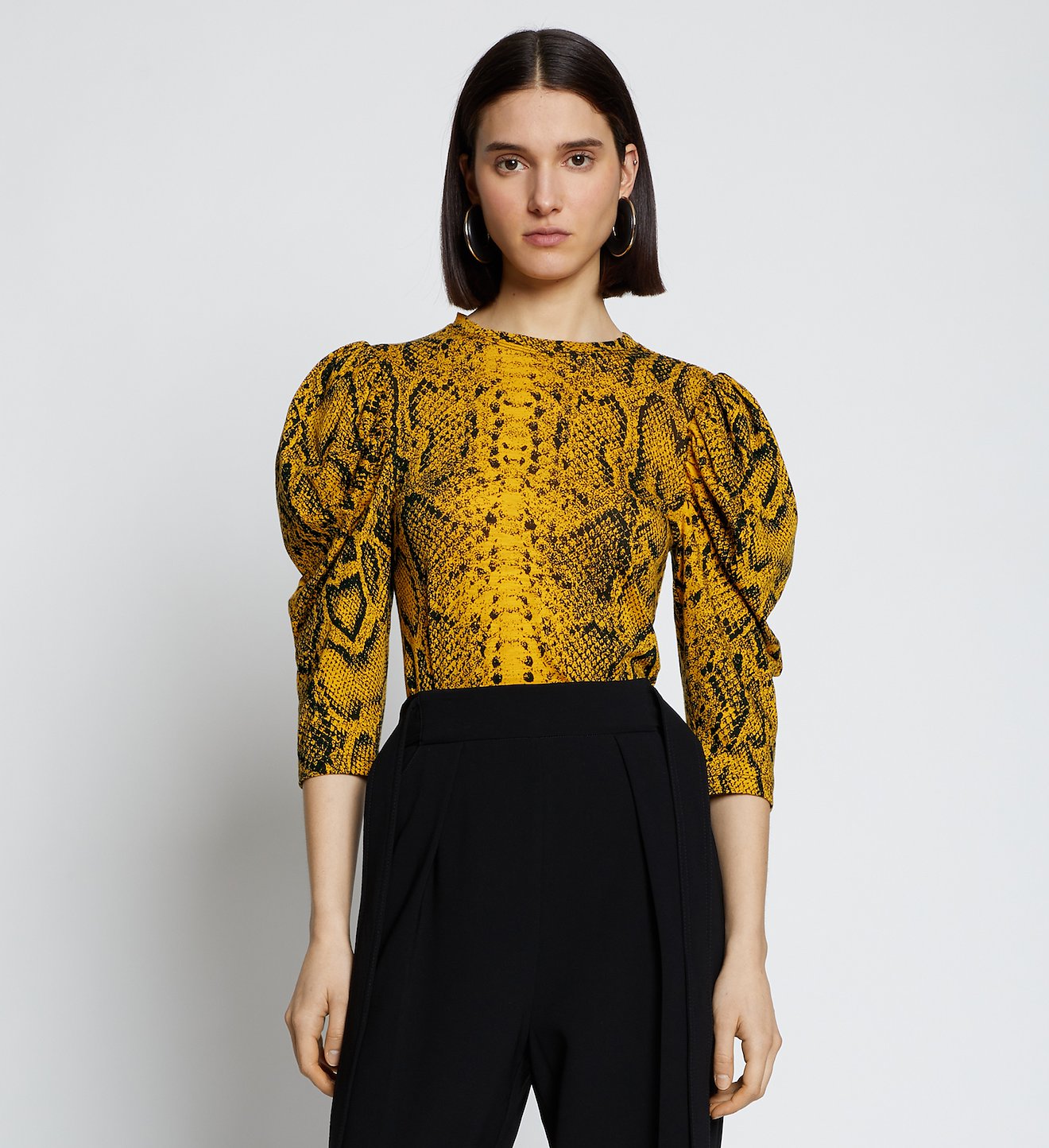 Snakeprint Puff Sleeve T-shirt