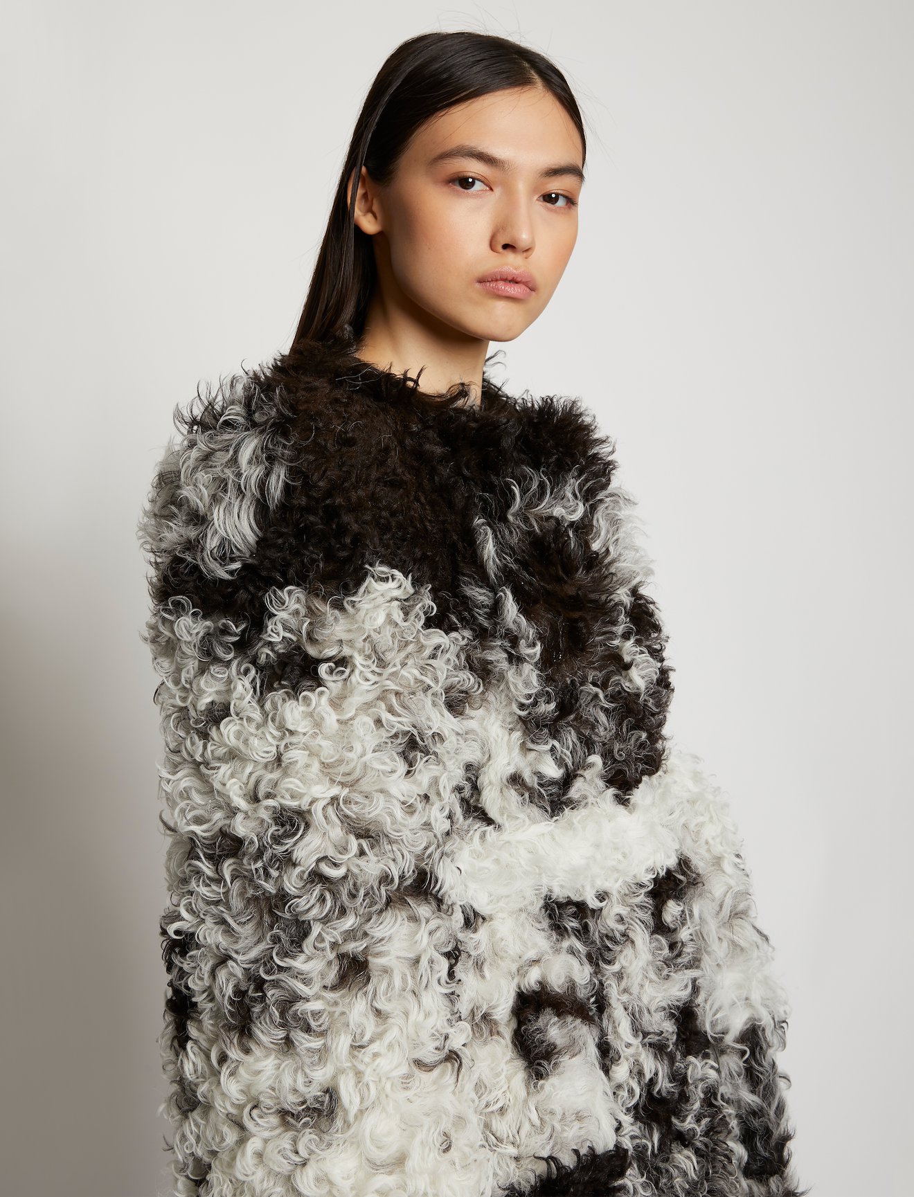 Speckled Curly Shearling Coat #3