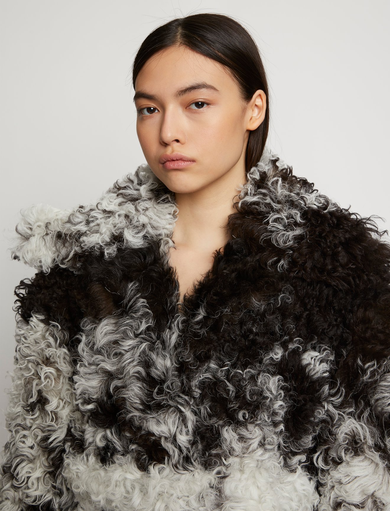 Speckled Curly Shearling Coat #4