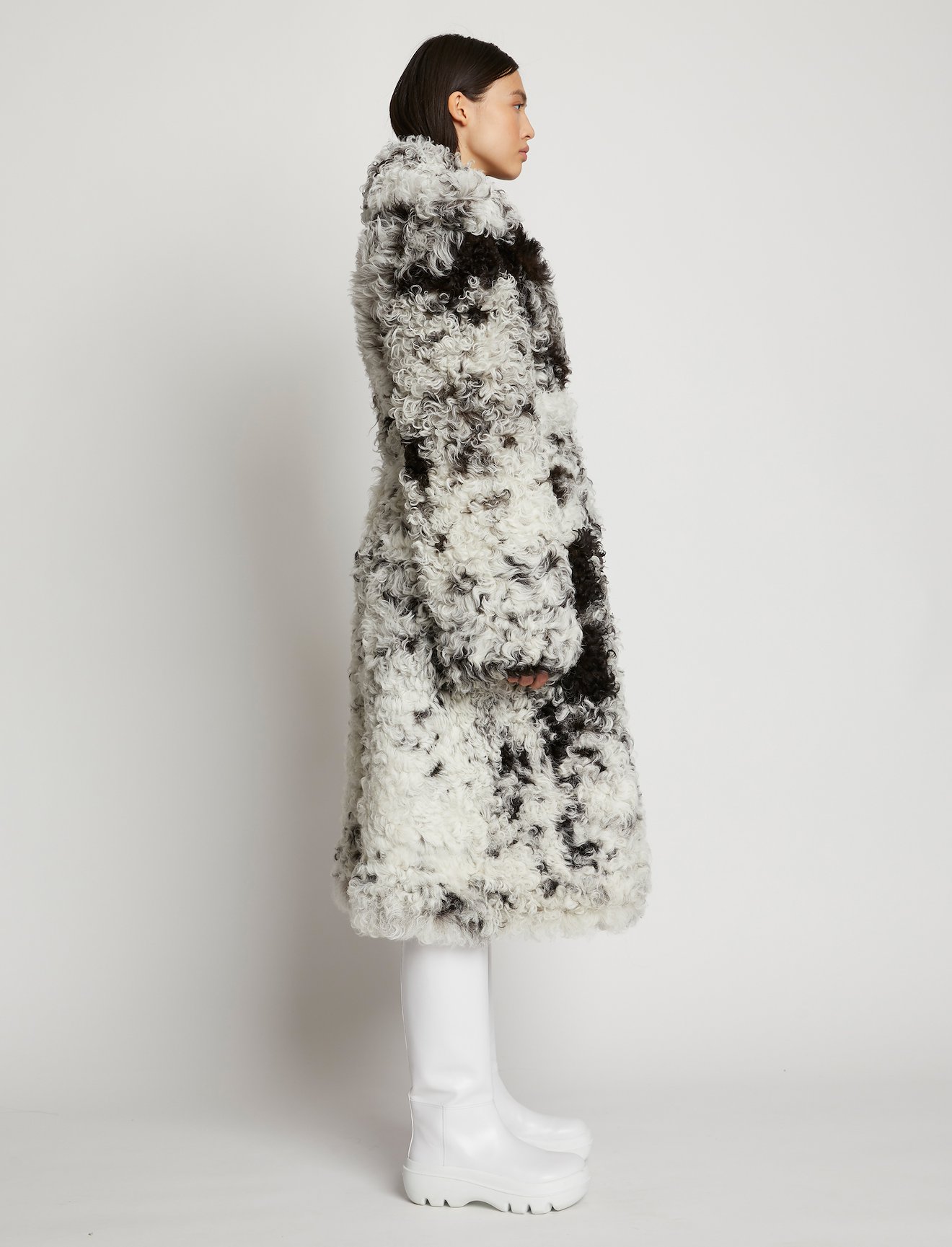 Speckled Curly Shearling Coat #1
