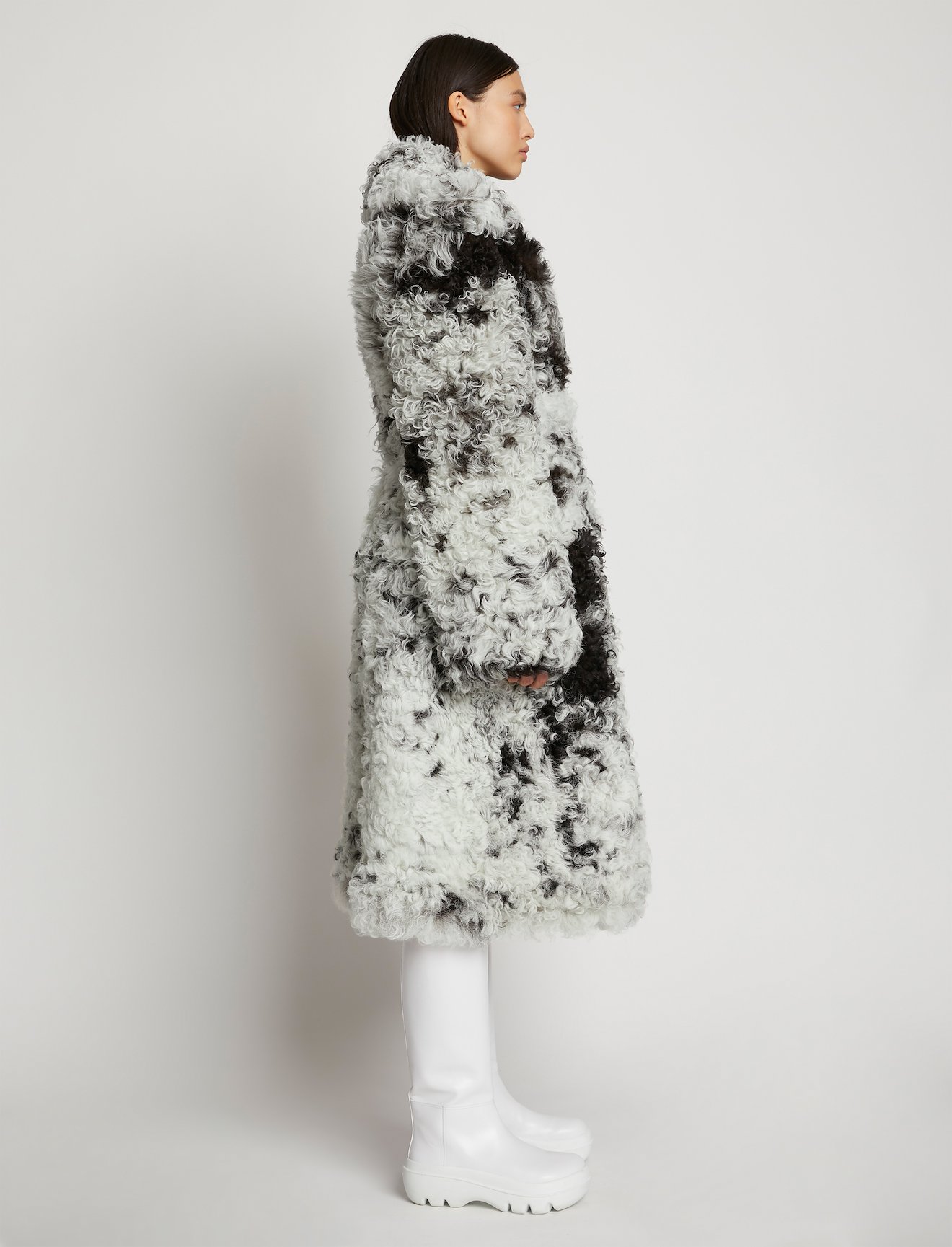 Speckled Curly Shearling Coat #1