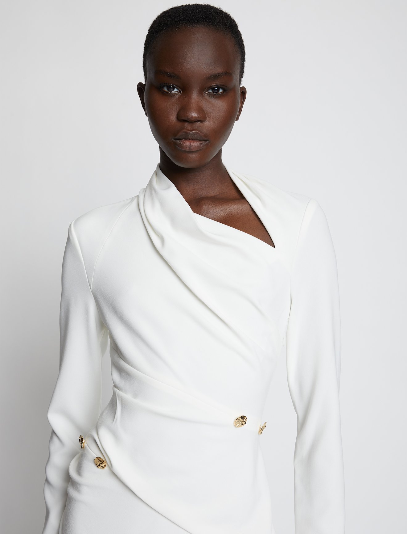 Spiral Button Crepe Dress #3