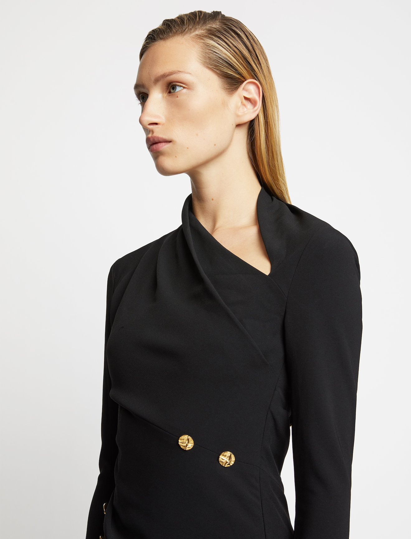 Spiral Button Crepe Dress #3
