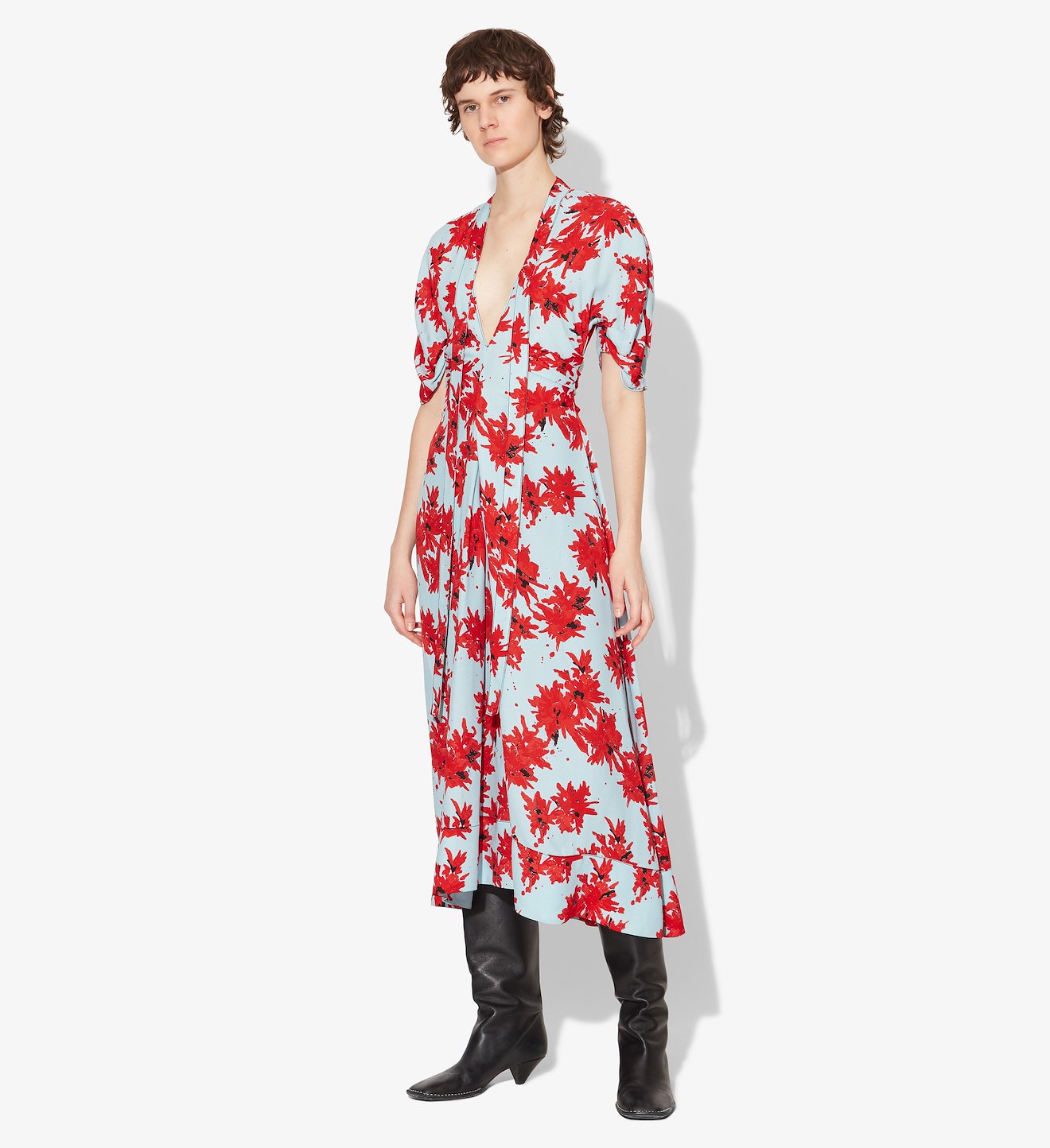 Splatter Floral Short Sleeve Dress