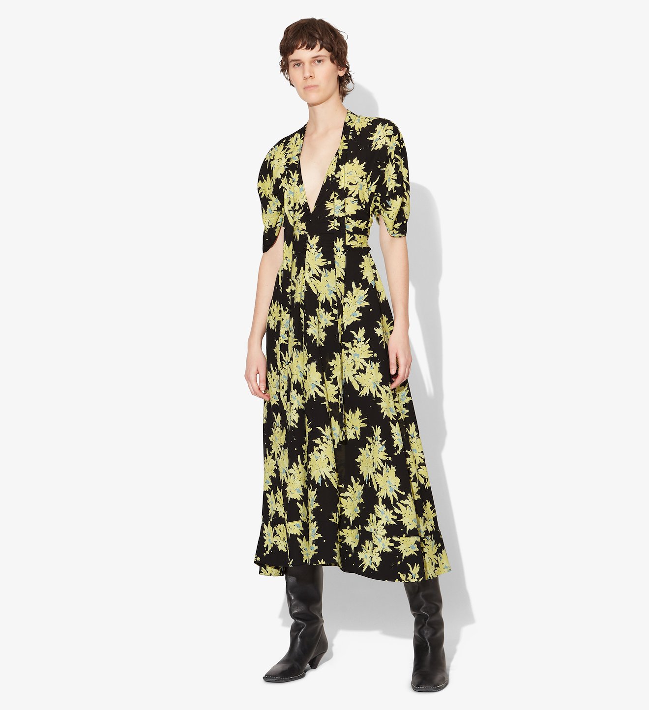 Splatter Floral Short Sleeve Dress