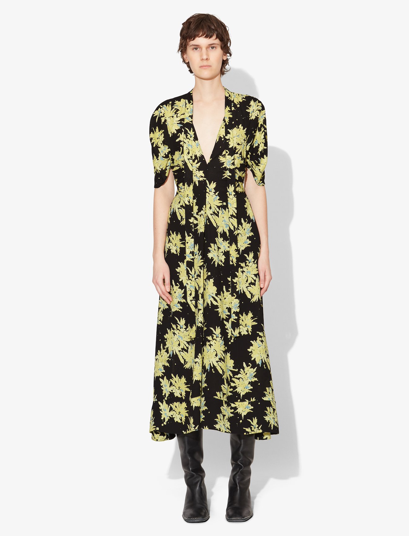 Splatter Floral Short Sleeve Dress #1