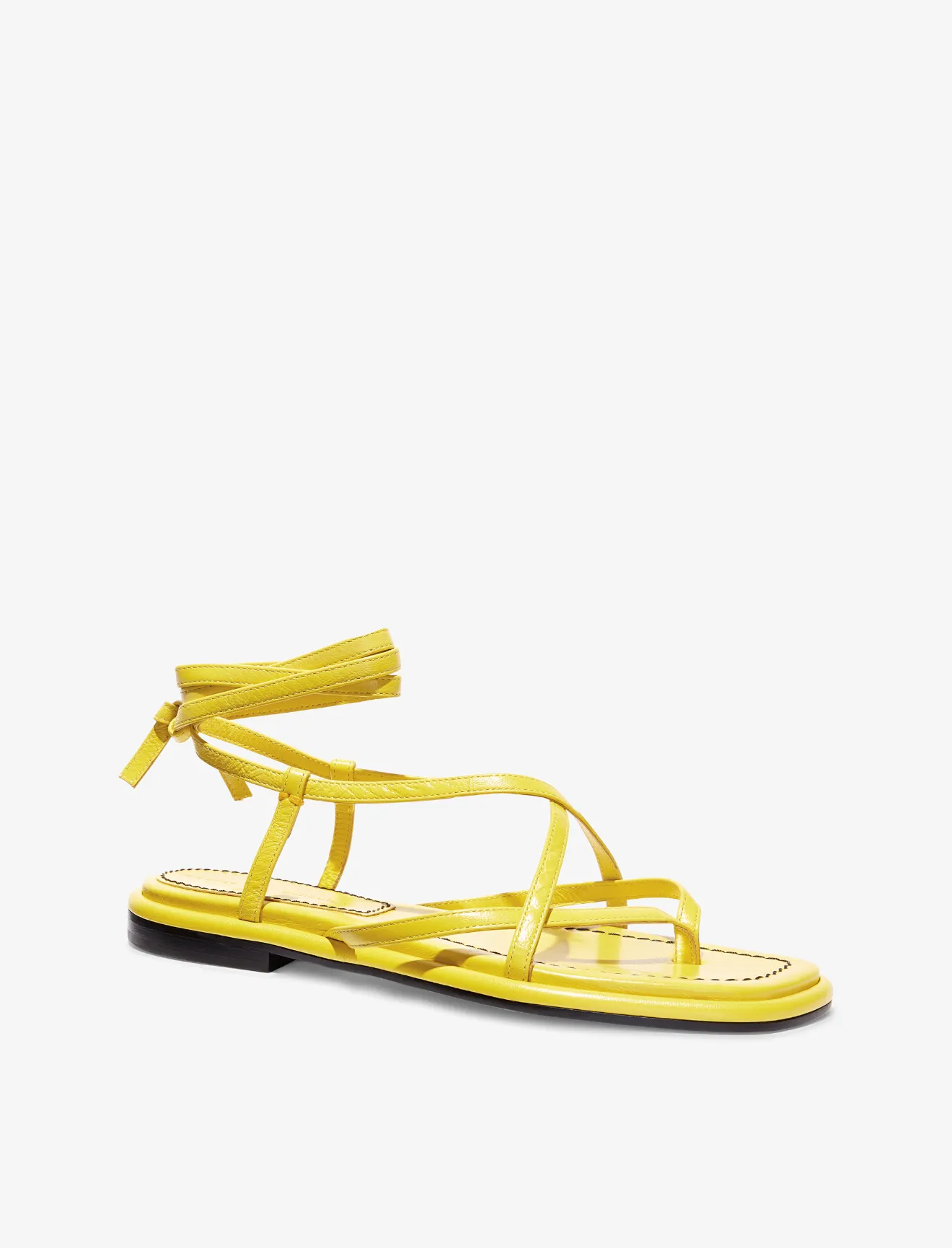 yellow strappy flat sandals