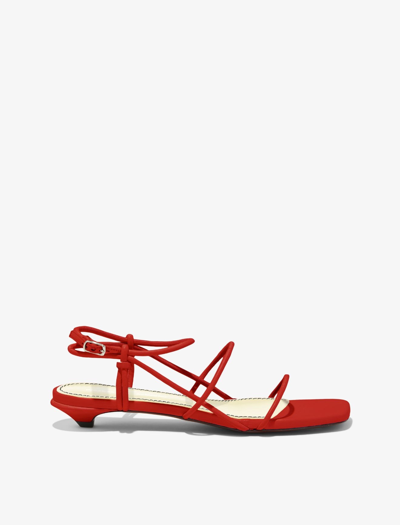 red kitten heel sandals