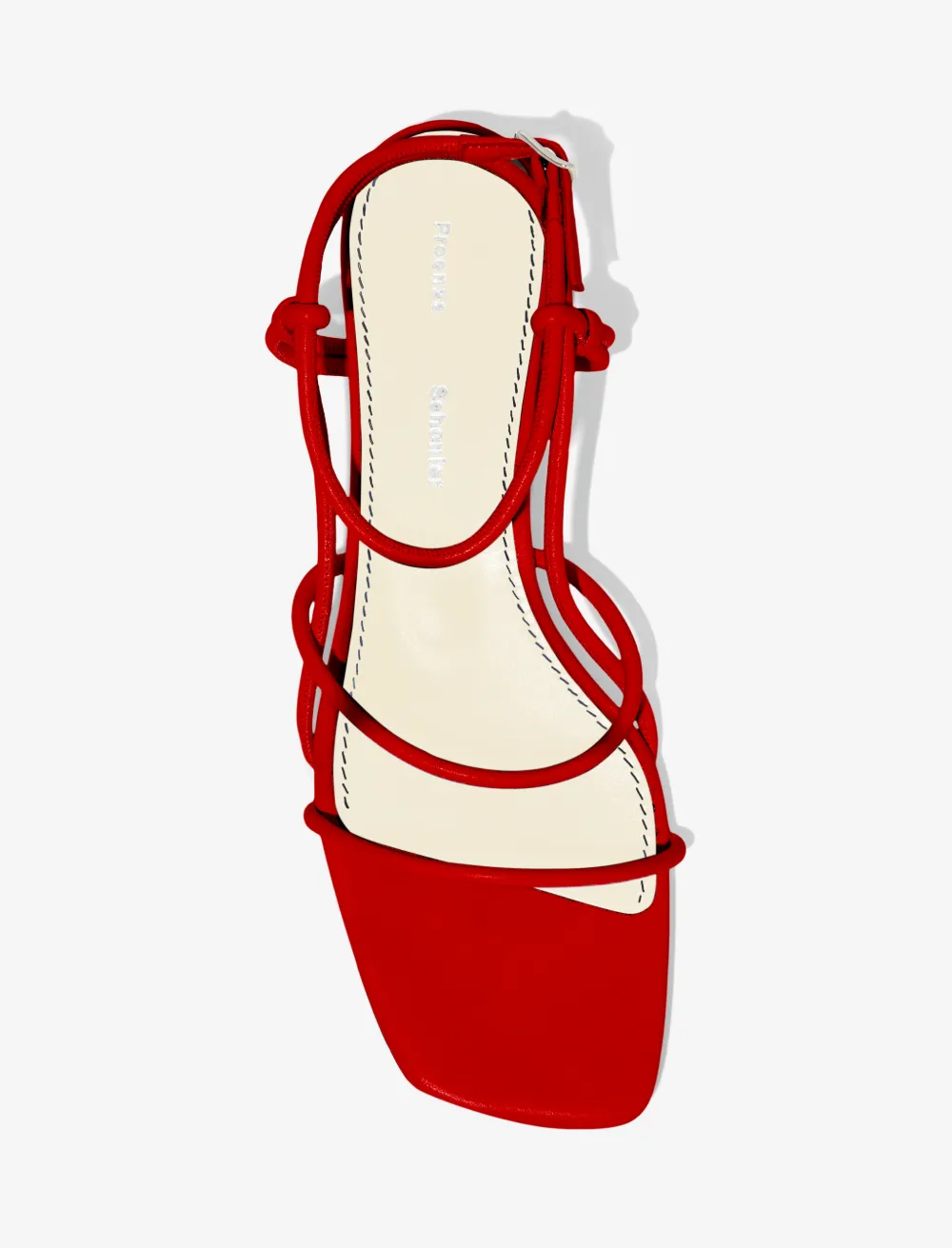 red strappy low heels