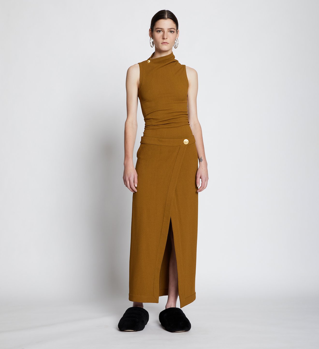 Stretch Crepe Twisted Wrap Dress