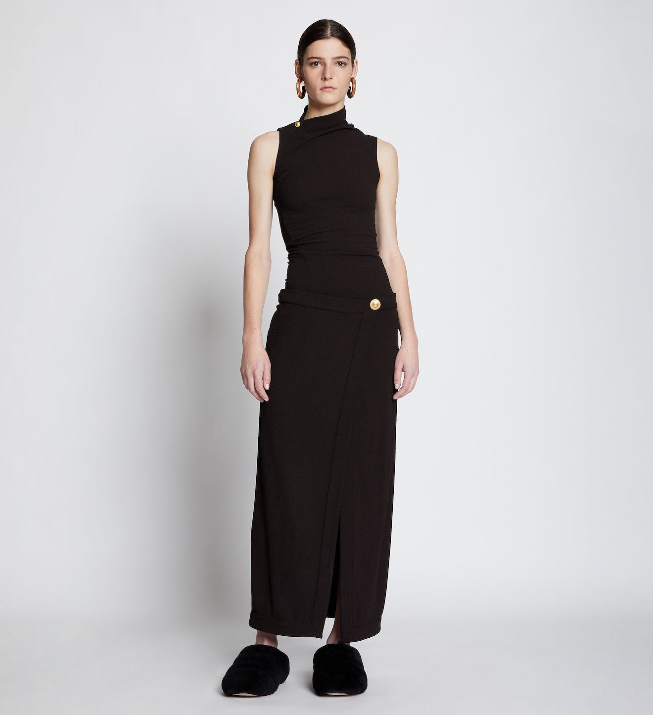 Stretch Crepe Twisted Wrap Dress