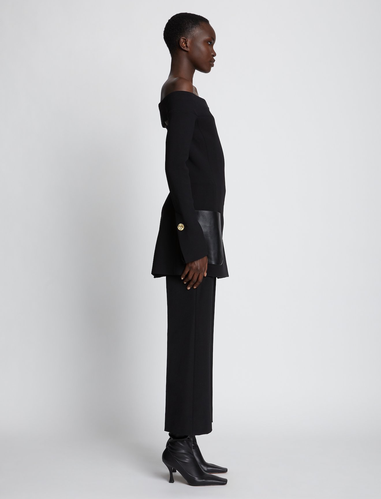 Stretch Suiting Off Shoulder Blazer #1