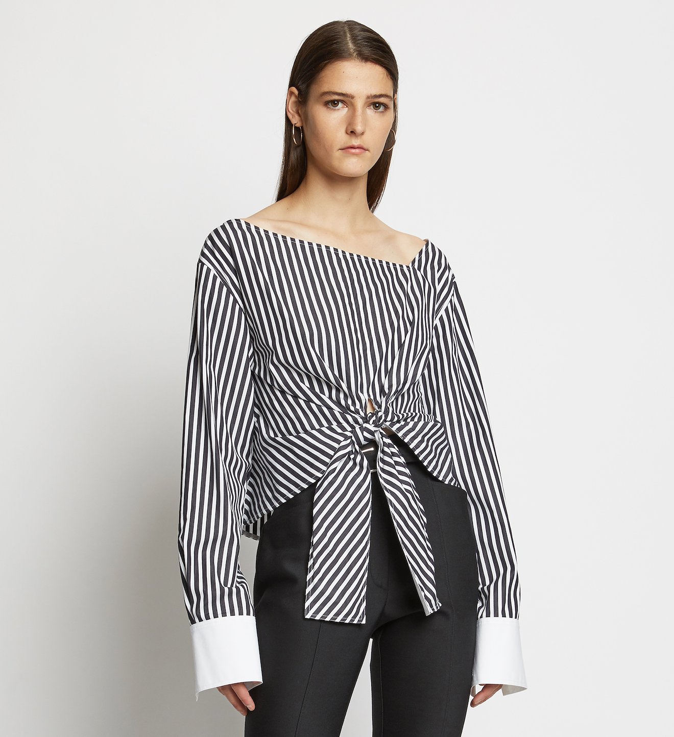 Stripe Poplin Tie Top