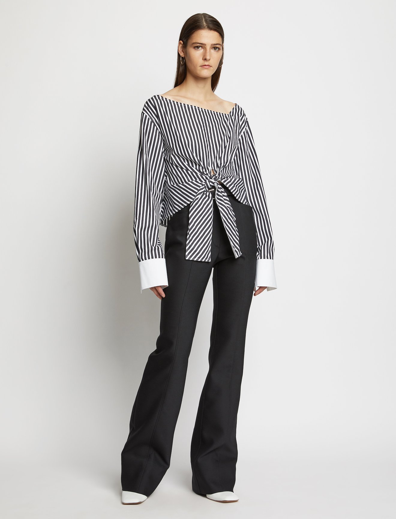 Stripe Poplin Tie Top #1