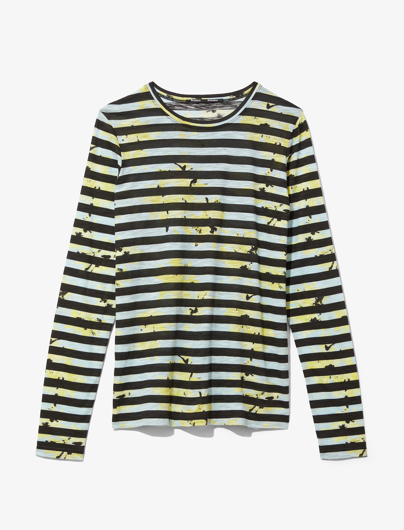 Striped Floral Splatter Long Sleeve T-Shirt #4