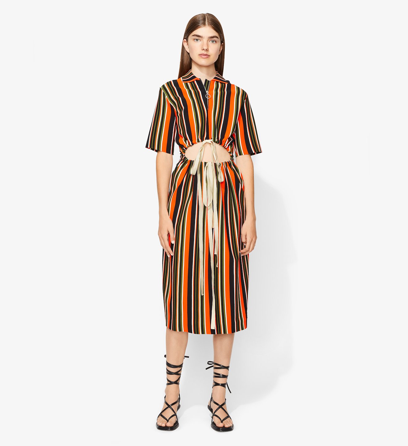 Striped Knit Cut Out Dress