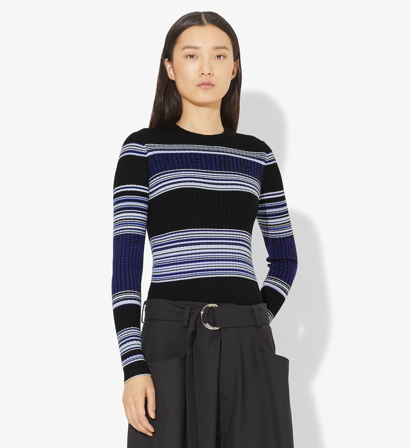Striped Rib Crewneck Top