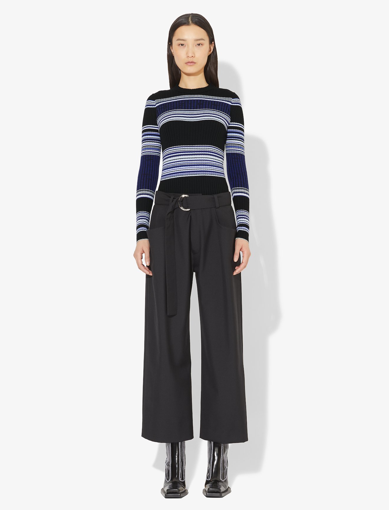 Striped Rib Crewneck Top #1