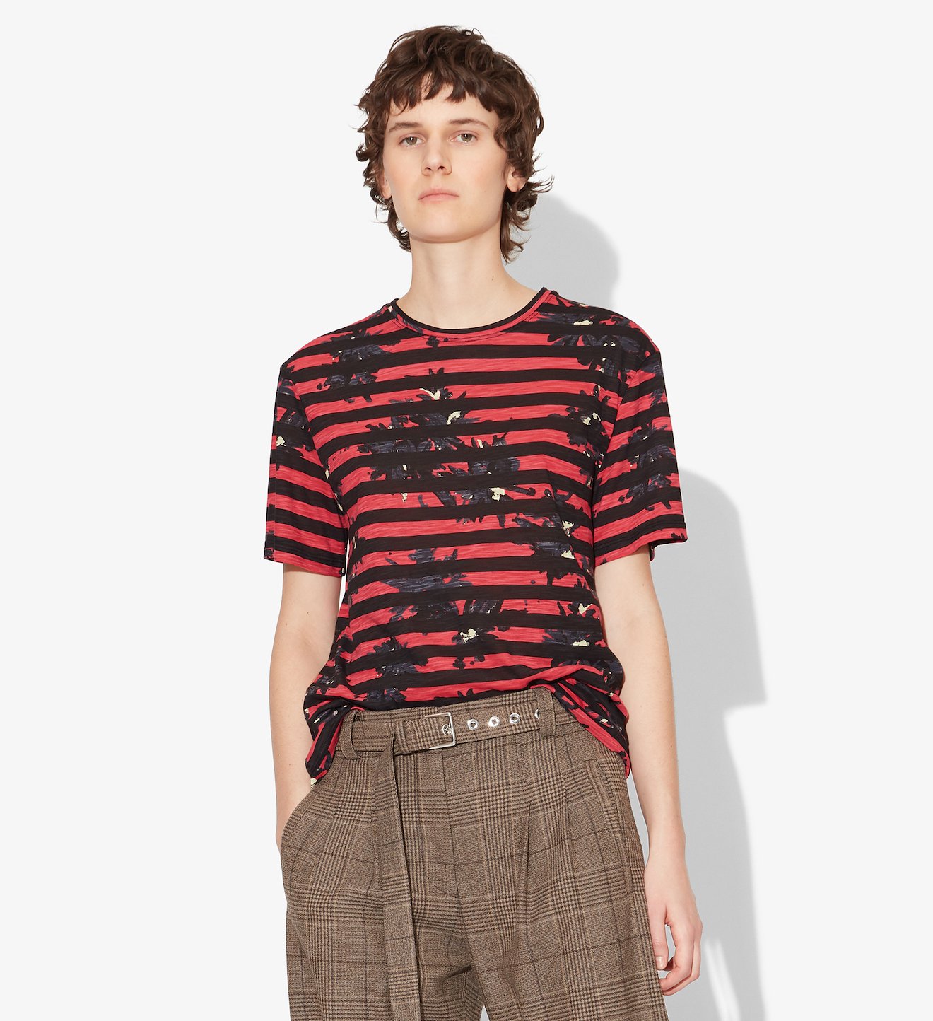 Striped Splatter Floral Short Sleeve T-Shirt