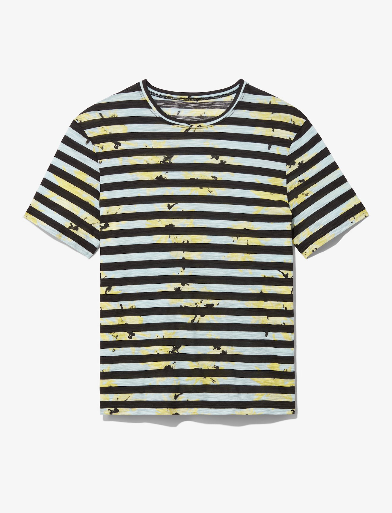 Striped Splatter Floral Short Sleeve T-Shirt #4