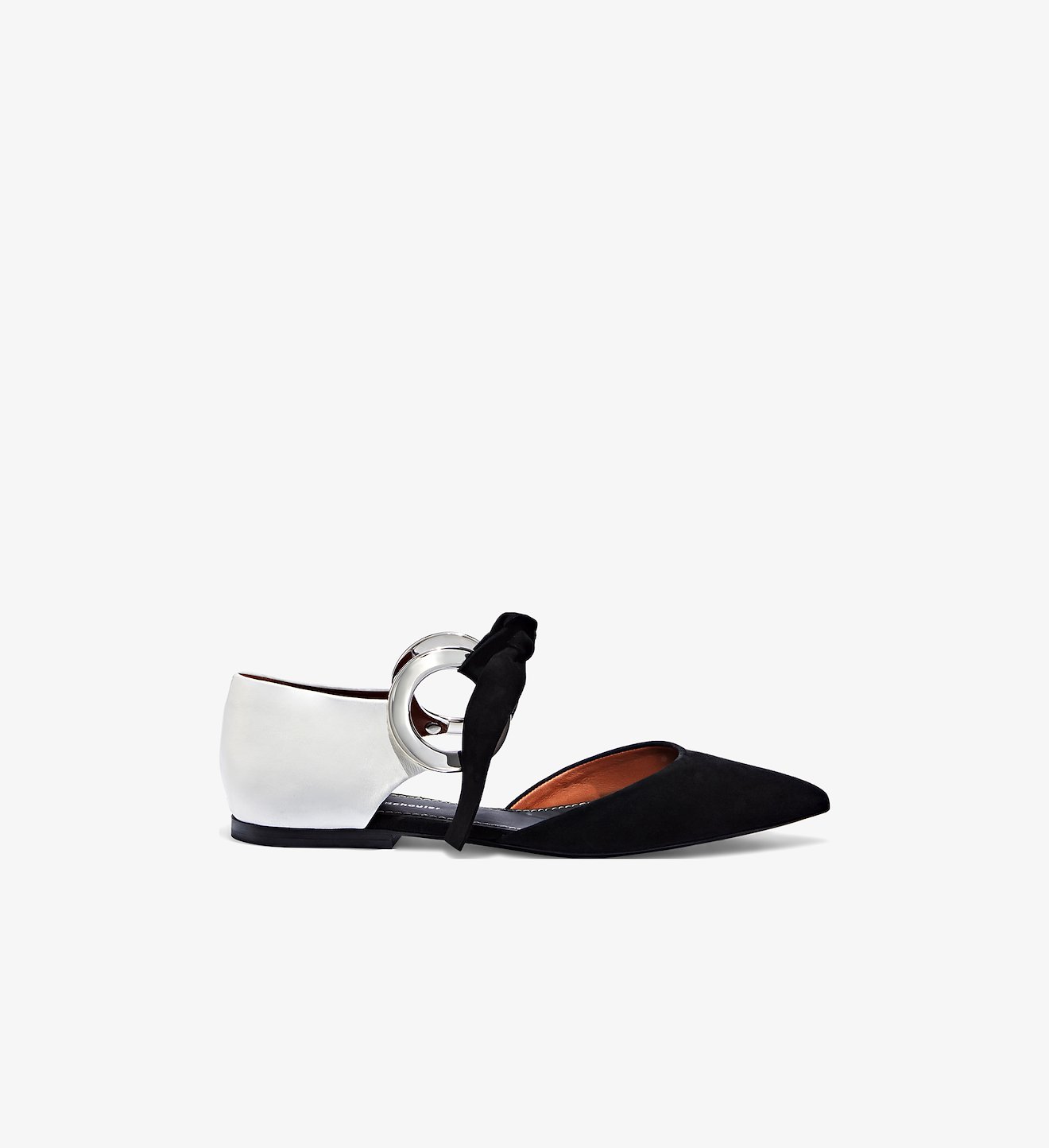 Suede and Leather Grommet D’Orsay Flats