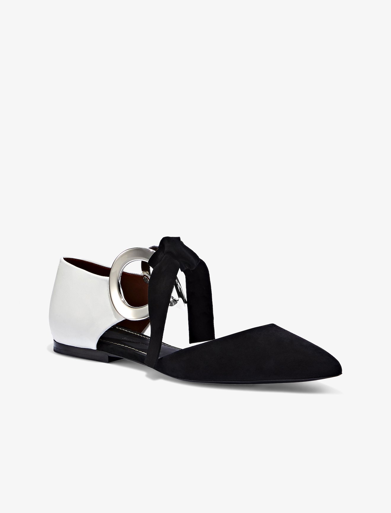 Suede and Leather Grommet D’Orsay Flats #1