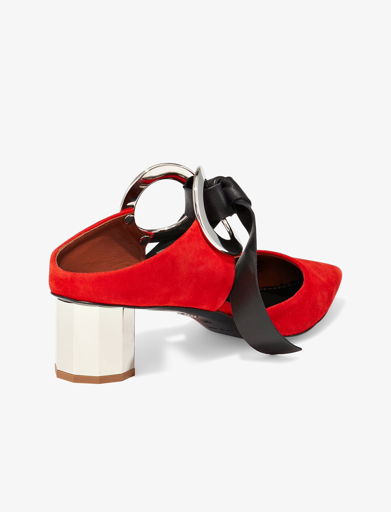Suede Grommet Block Heel Mules #2