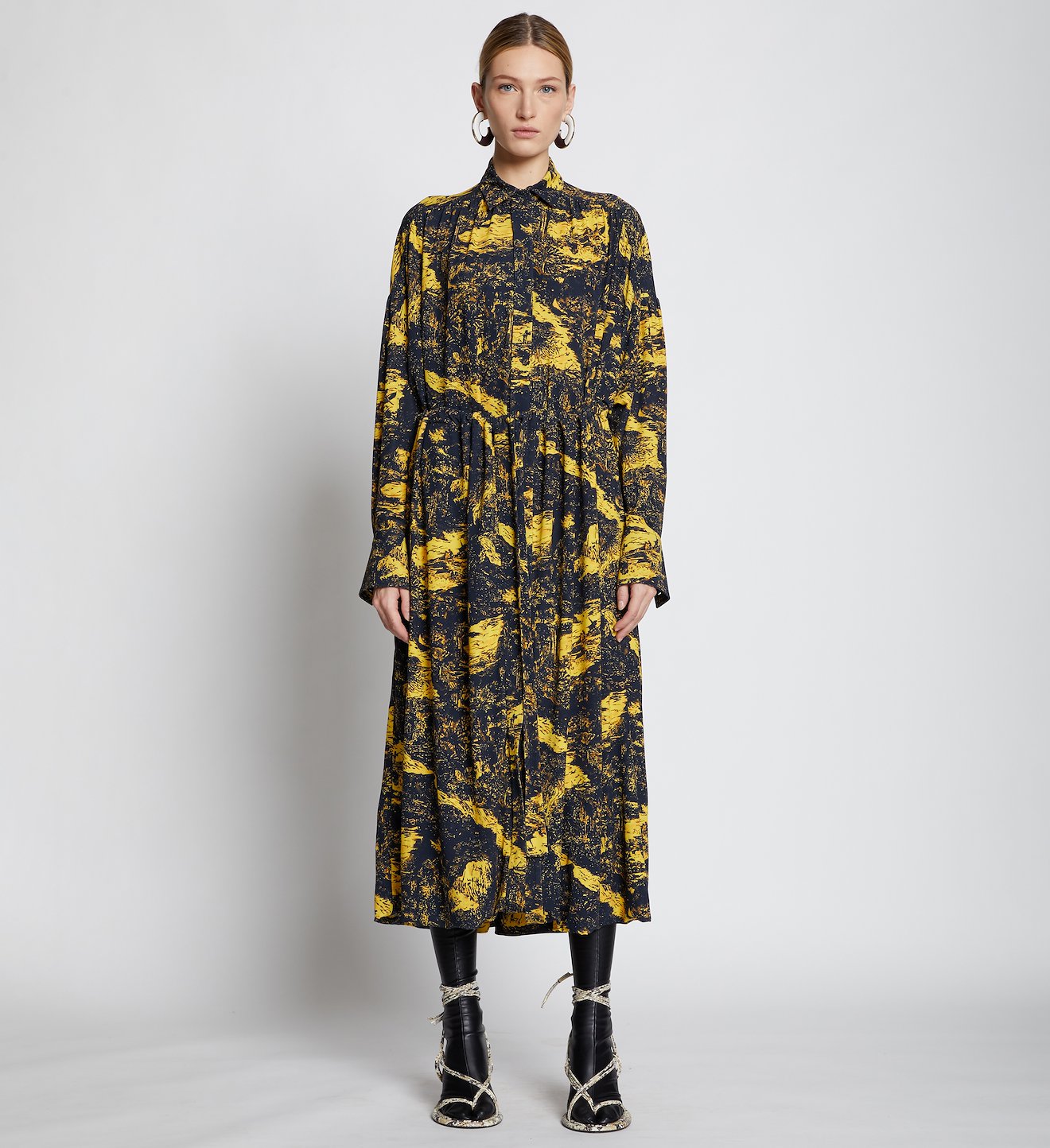 Swirl Print Jersey Shirt Dress