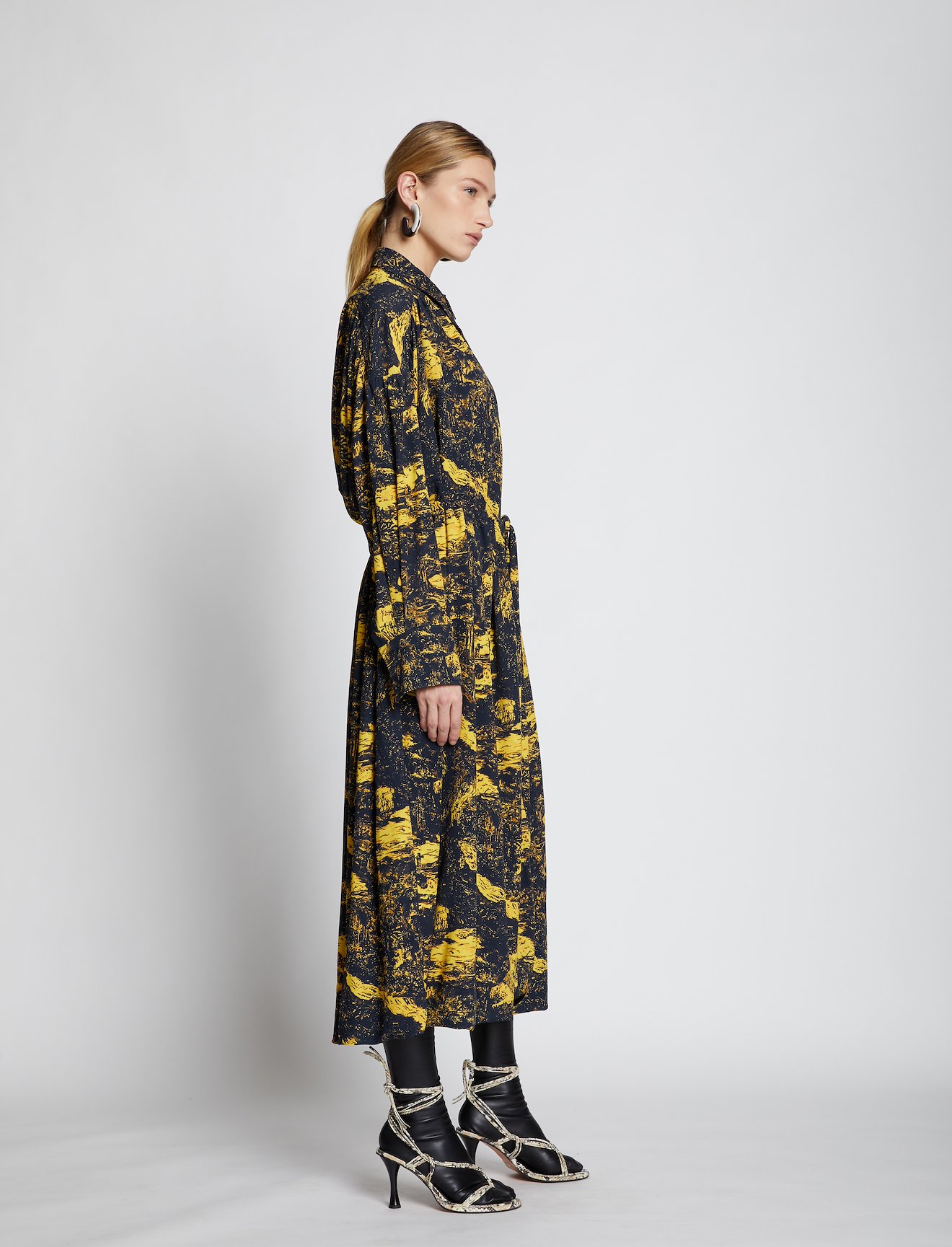 Swirl Print Jersey Shirt Dress #1