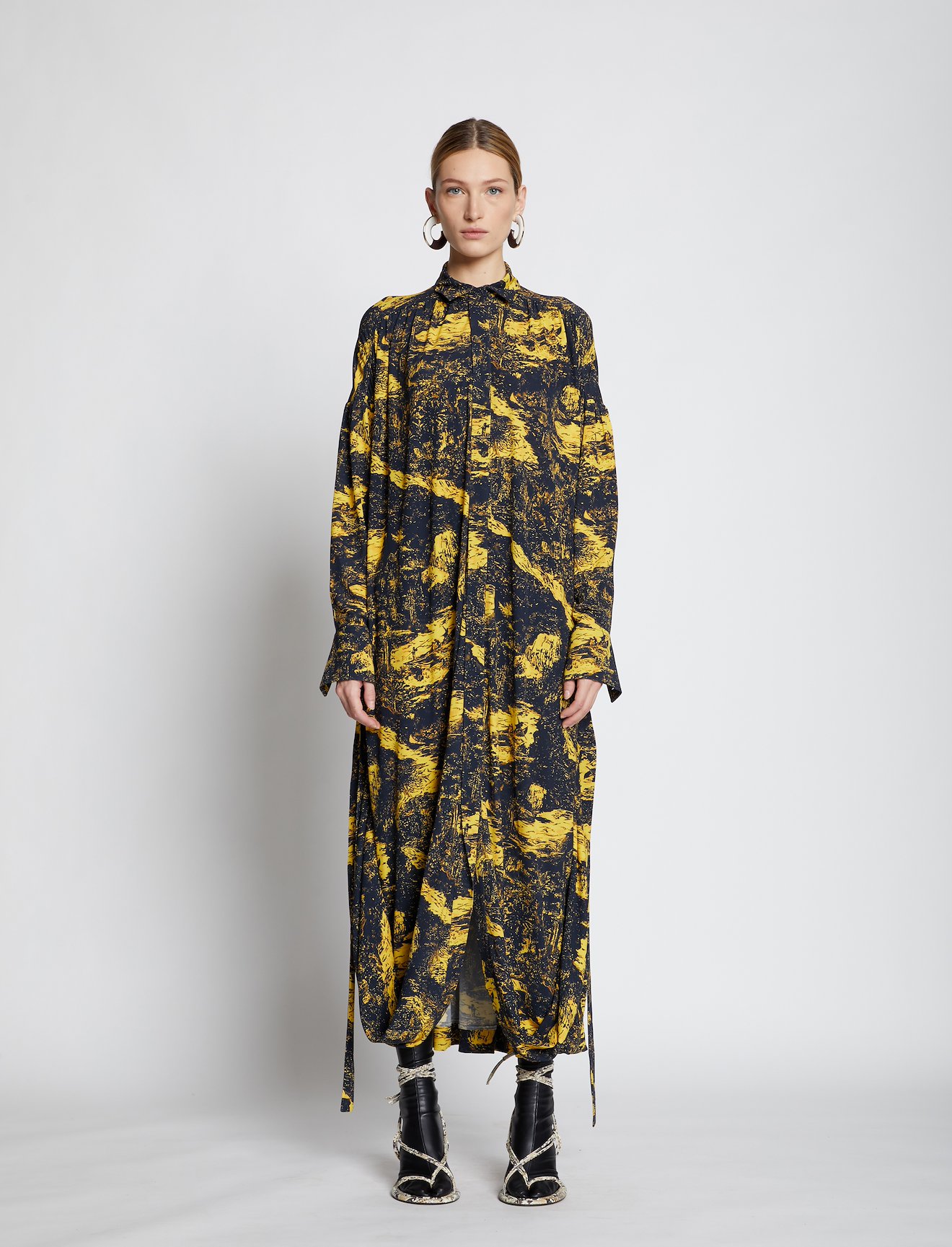 Swirl Print Jersey Shirt Dress #4