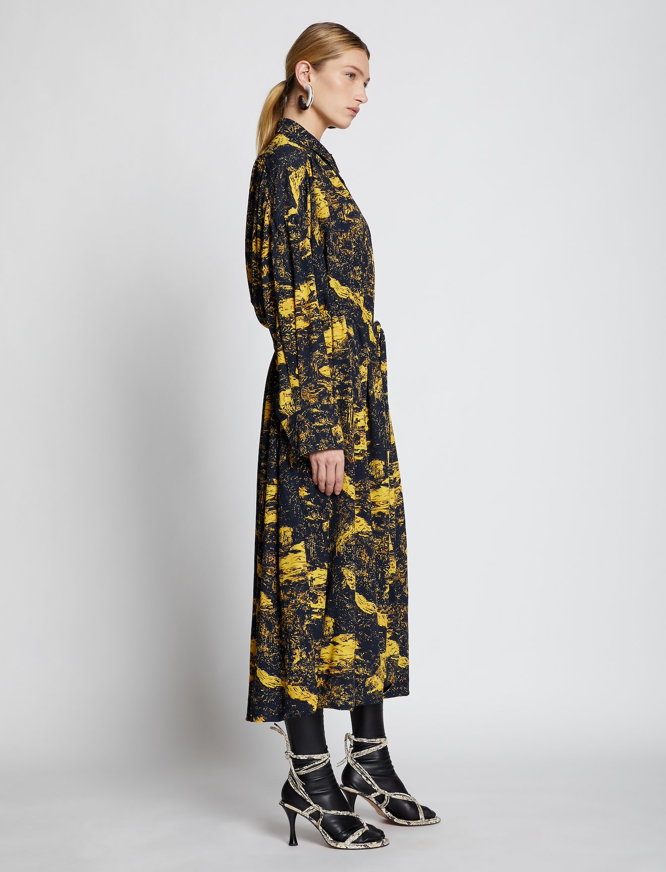 Swirl Print Jersey Shirt Dress #1