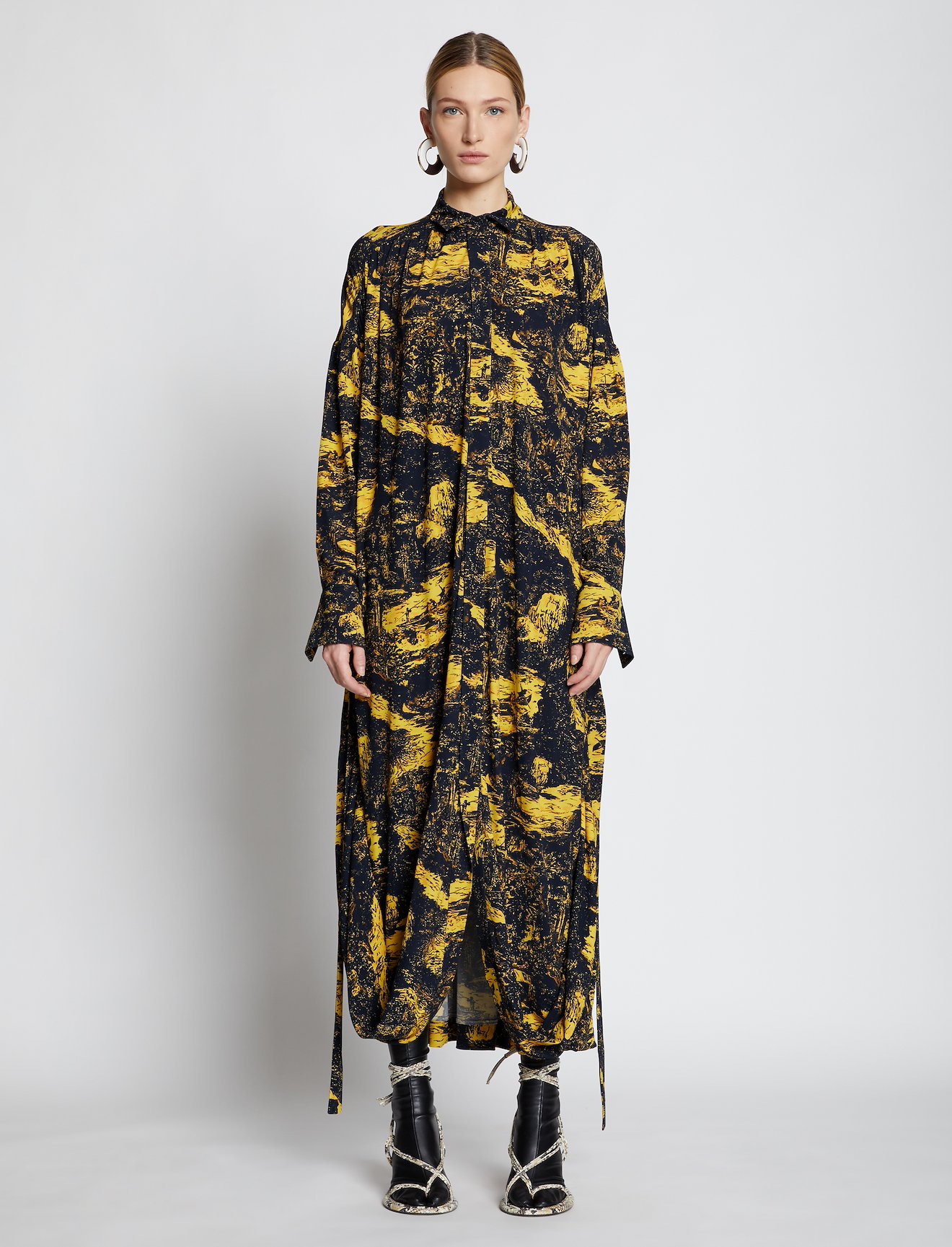 Swirl Print Jersey Shirt Dress #5