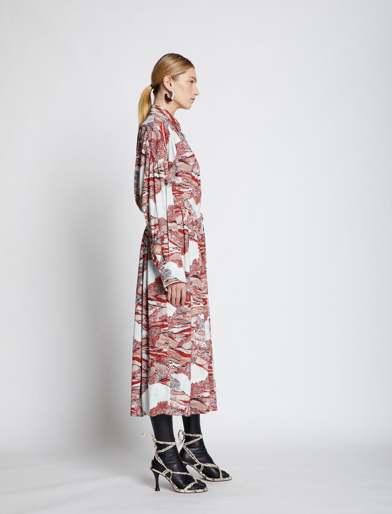 Swirl Print Jersey Shirt Dress #1