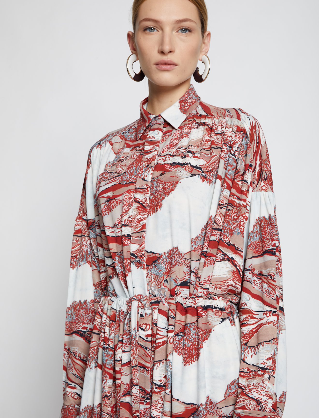 Swirl Print Jersey Shirt Dress #3