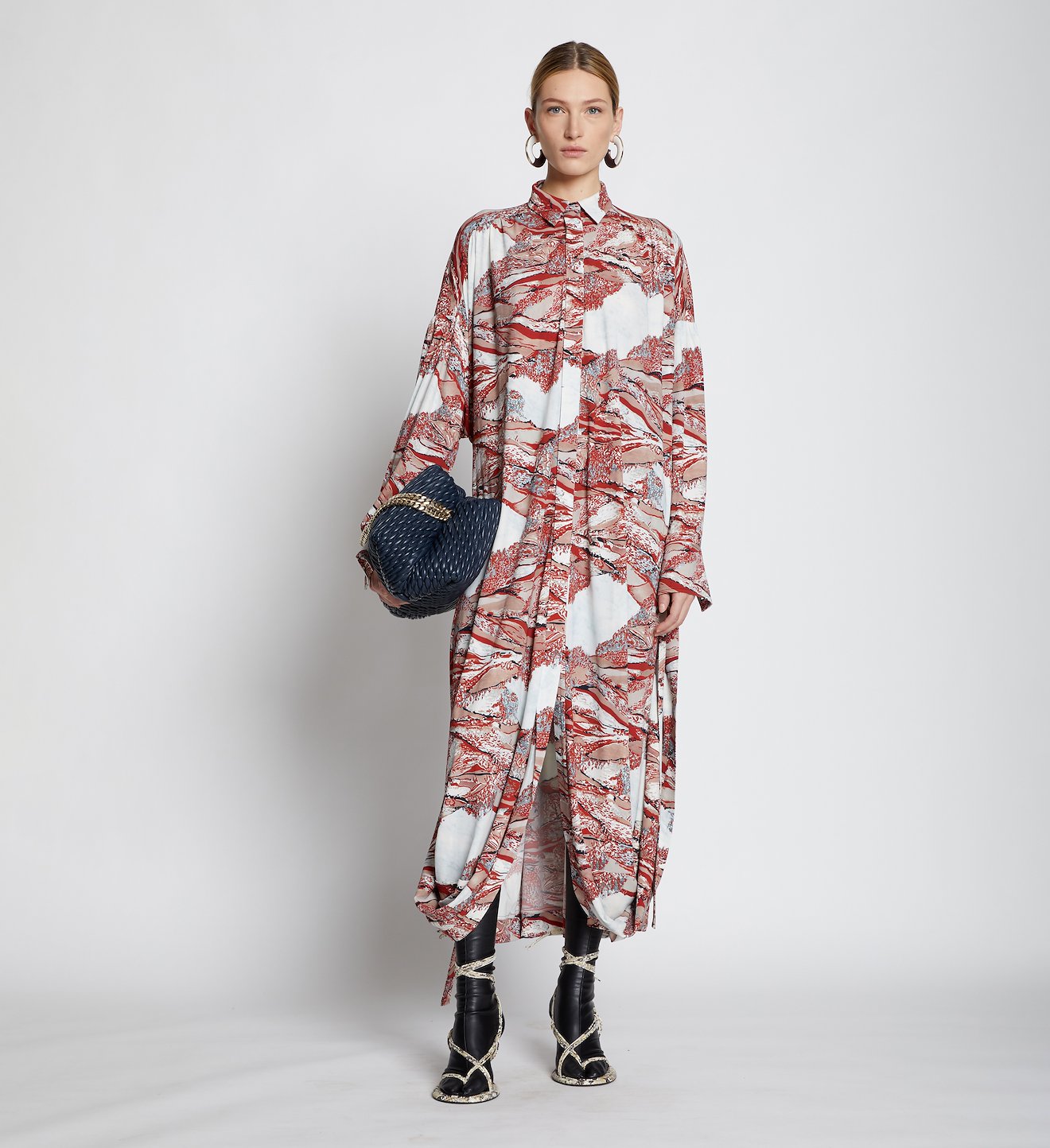 Swirl Print Jersey Shirt Dress