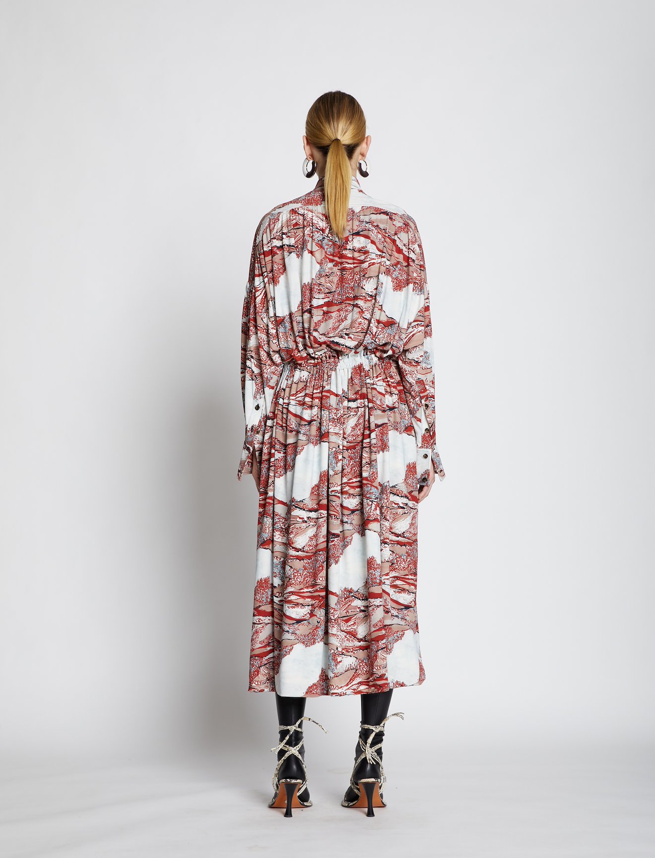 Swirl Print Jersey Shirt Dress #2