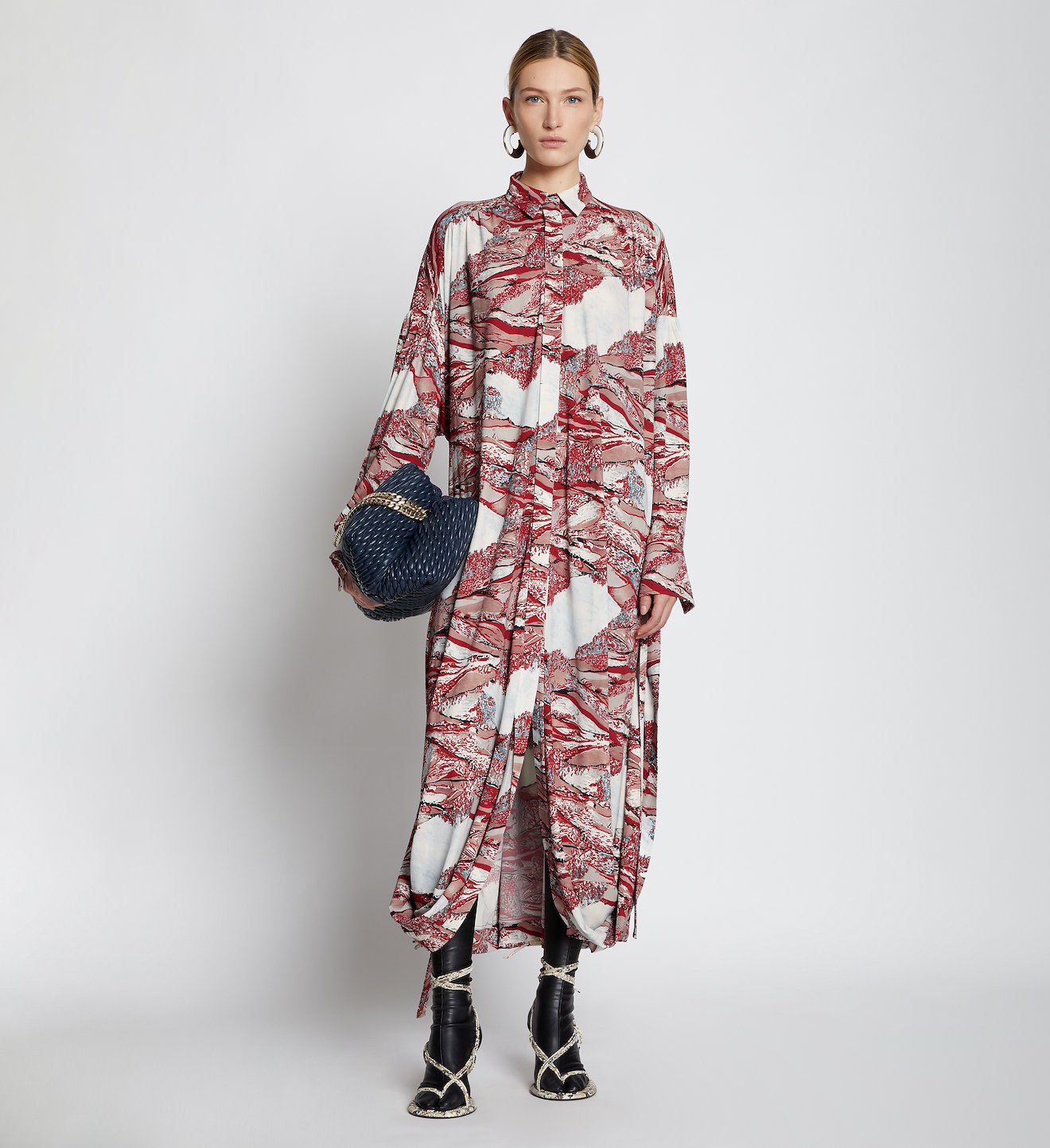 Swirl Print Jersey Shirt Dress