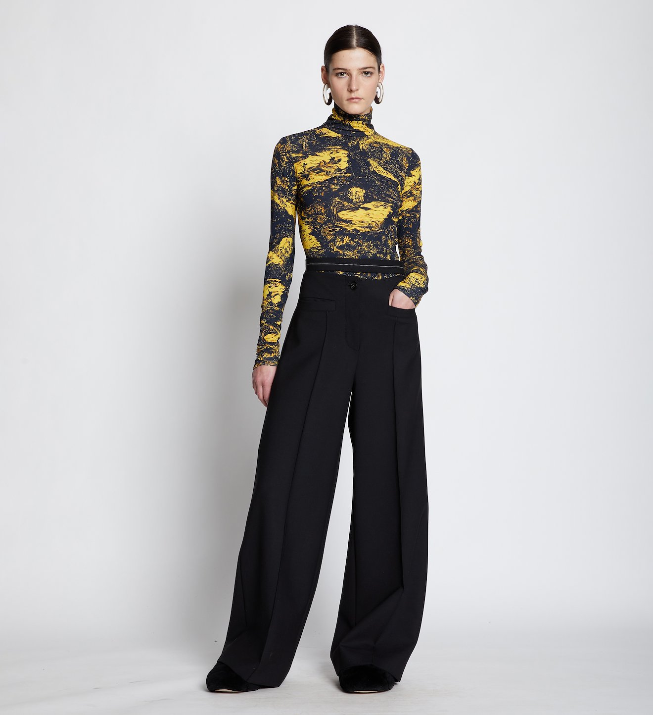 Swirl Print Jersey Turtleneck Top