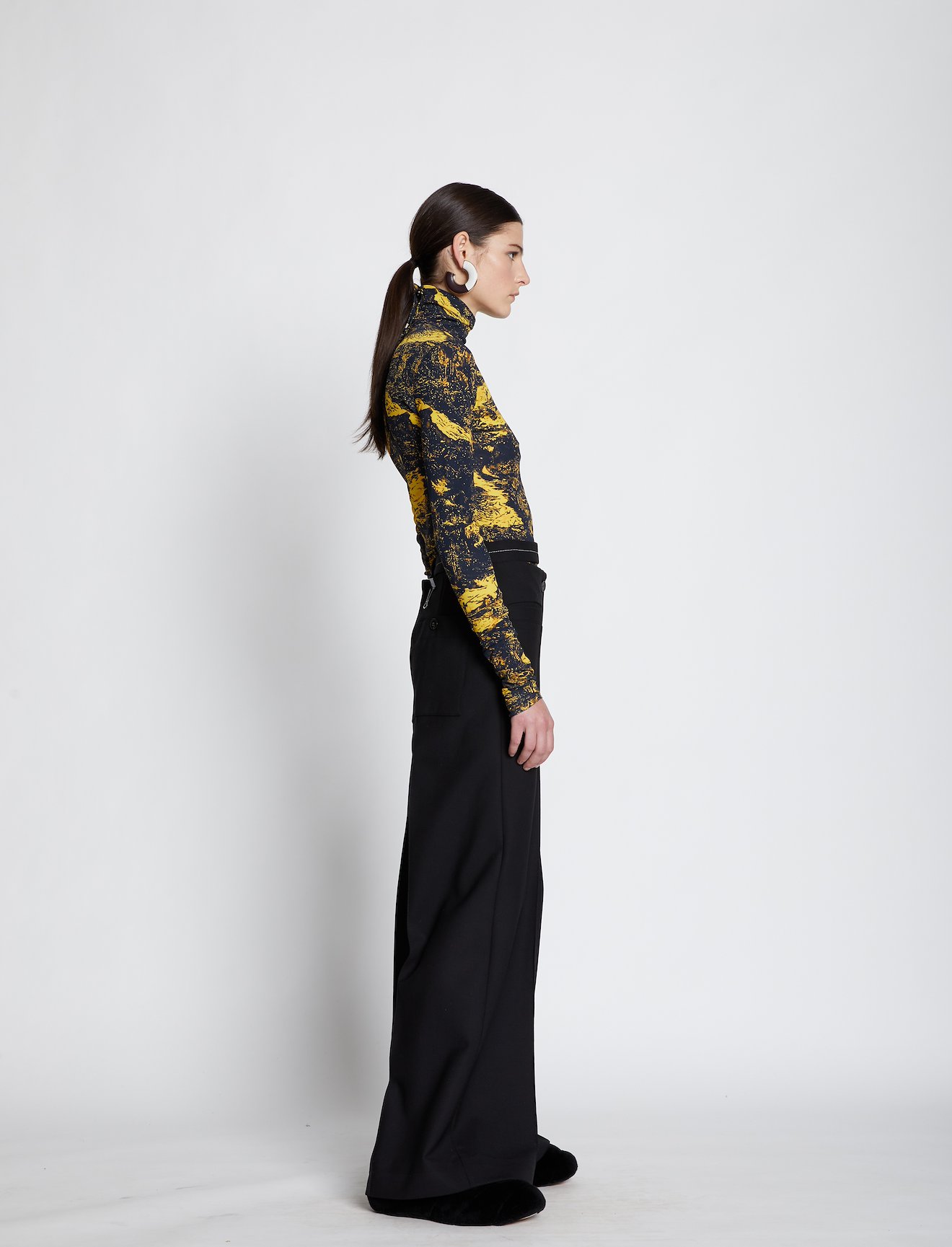 Swirl Print Jersey Turtleneck Top #1