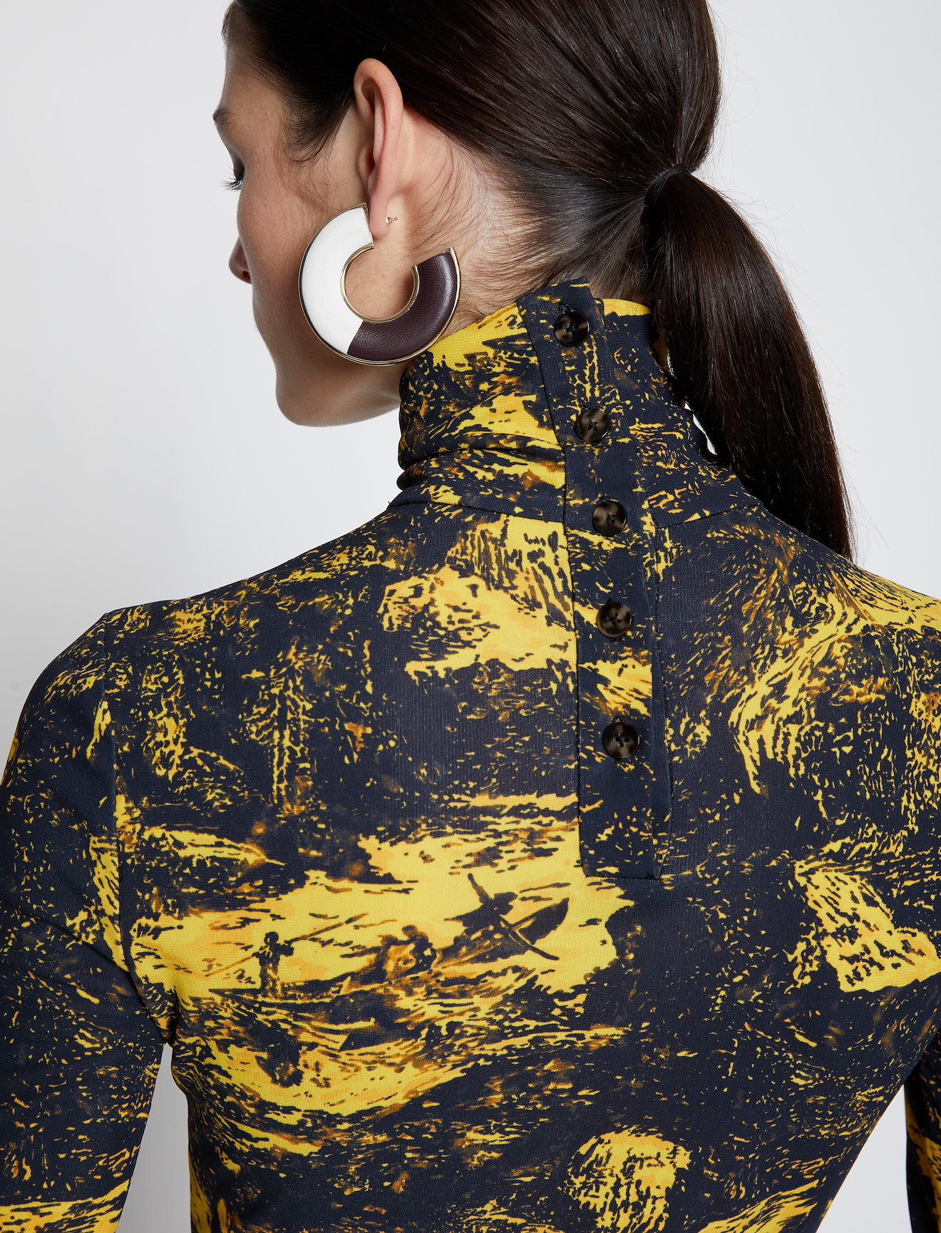 Swirl Print Jersey Turtleneck Top #3