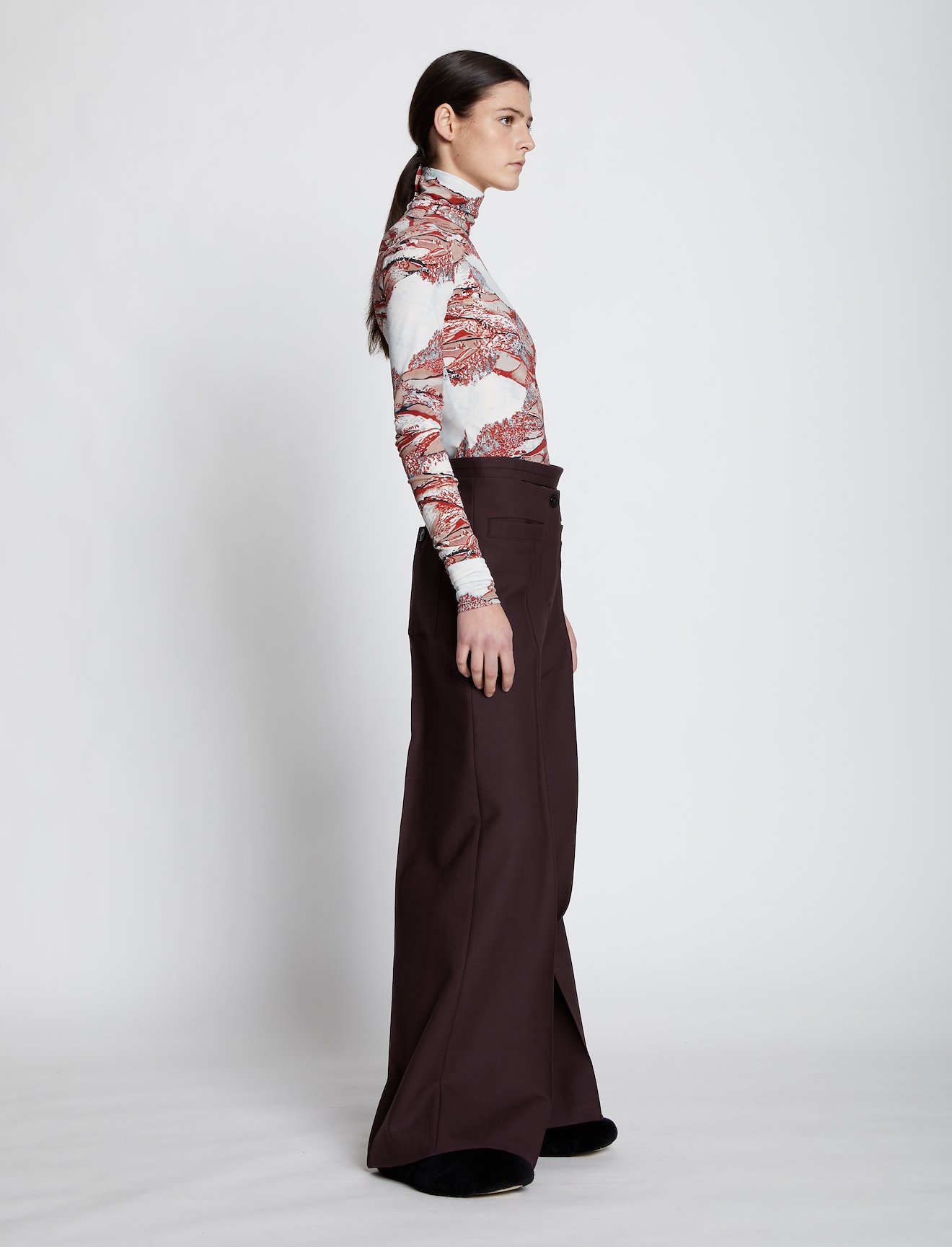 Swirl Print Jersey Turtleneck Top #1