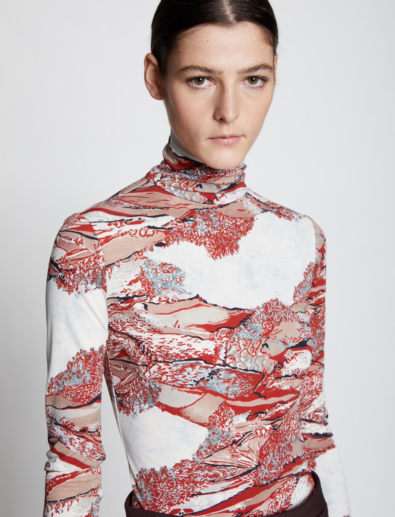 Swirl Print Jersey Turtleneck Top #3