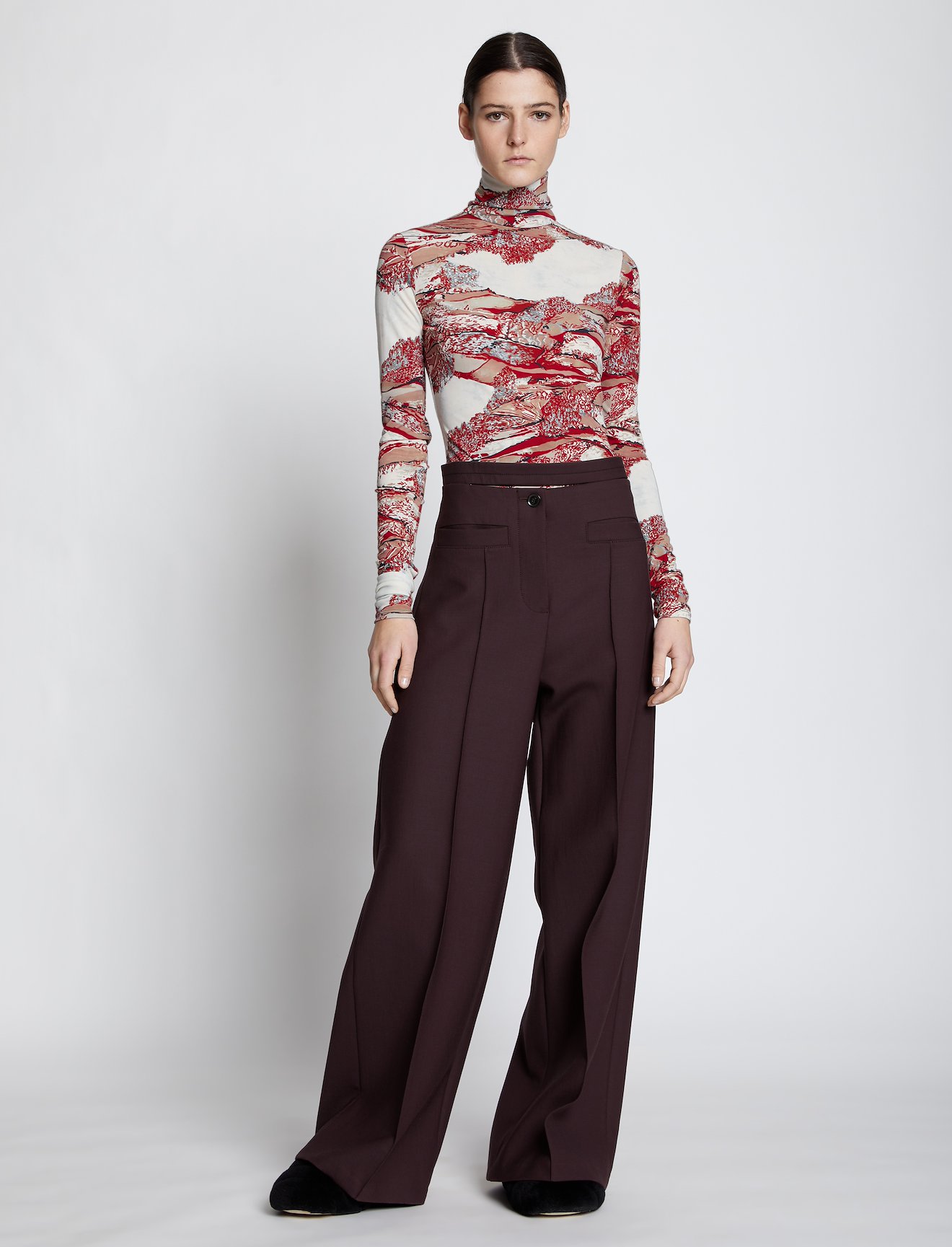 Swirl Print Jersey Turtleneck Top #1