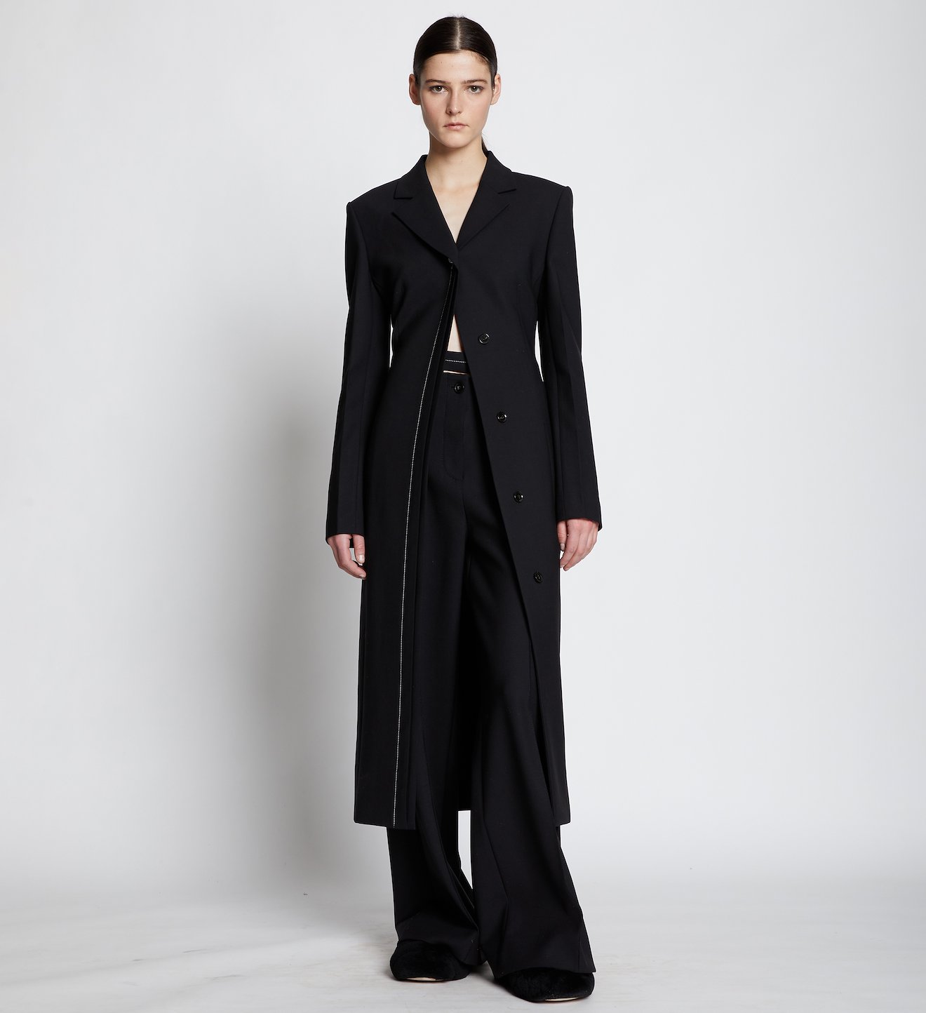 Technical Wool Long Line Coat