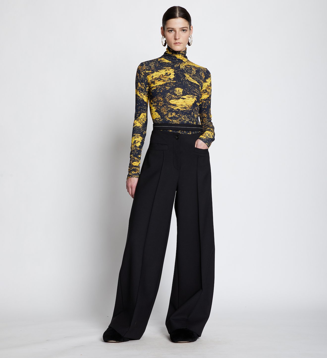 Technical Wool Slashed Waist Pants