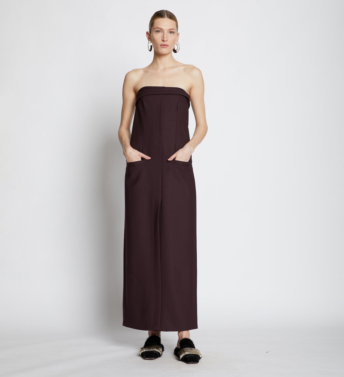Technical Wool Strapless Dress