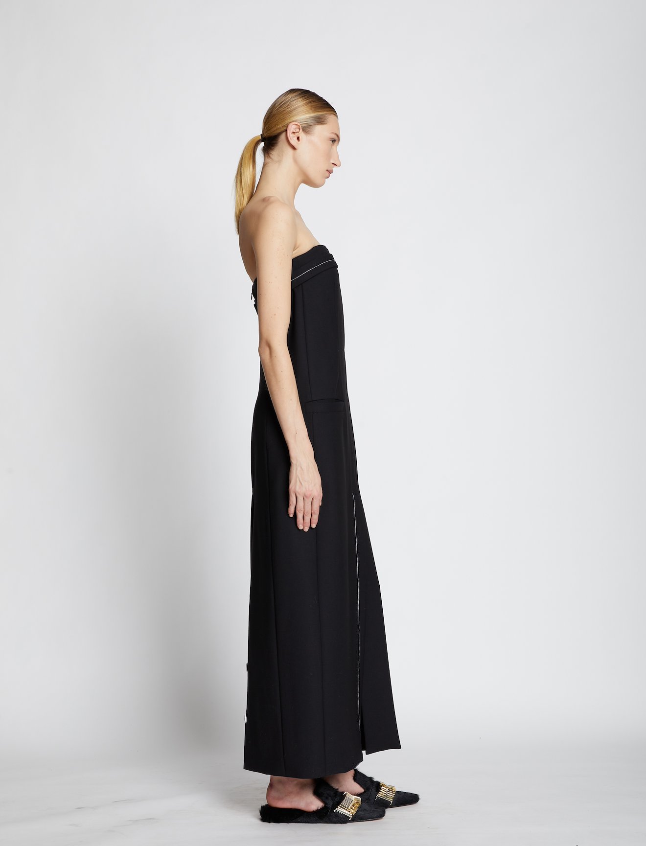 Technical Wool Strapless Dress #1