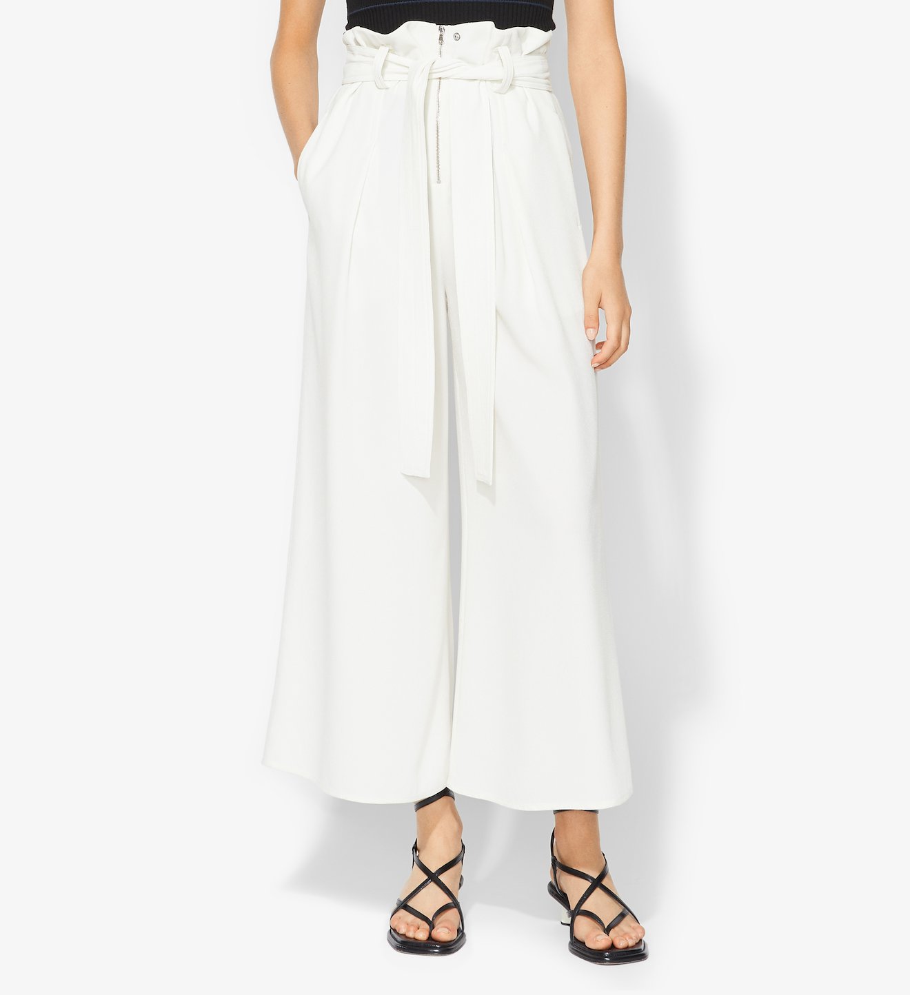Texture Crepe Belted Pants